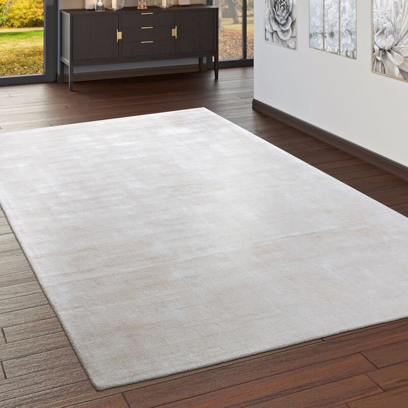 foto del prodotto tappeto lavorato a mano pregiato 100 viscosa vintage vistoso m lange crema 160x230 cm paco home