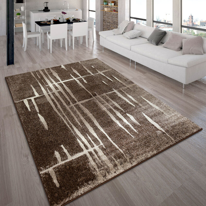 foto del prodotto tappeto moderno di design pelo corto alla moda tappeto melange marrone beige crema 70x250 cm paco home