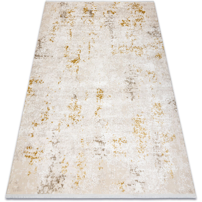 foto del prodotto tappeto moderno duke 51546 panna oro vintage strutturata, molto morbida, frange beige 160x220 cm