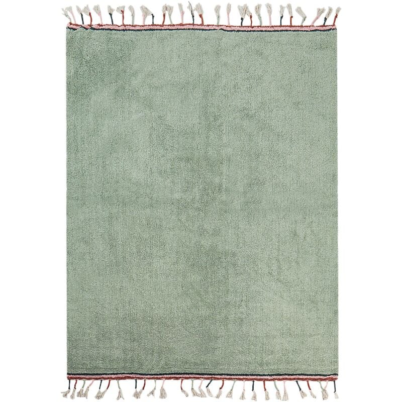foto del prodotto tappeto moderno in cotone 140 x 200 cm con nappe per bambini verde caparli