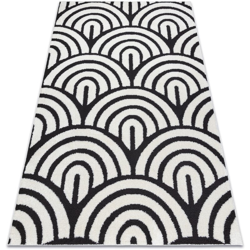 foto del prodotto tappeto moderno mode 8629 conchiglie crema nero black 120x170 cm