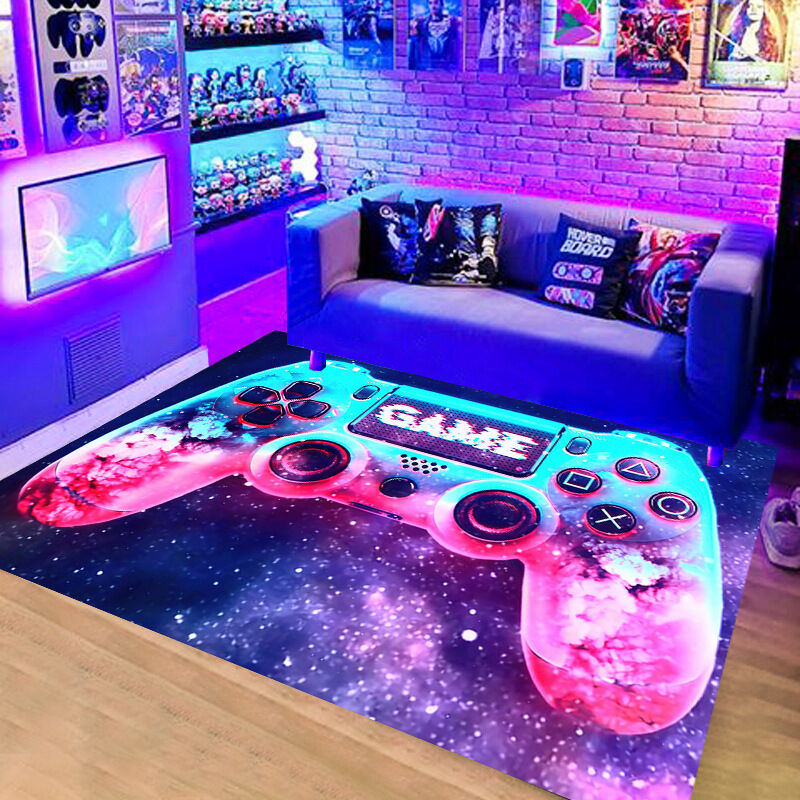 foto del prodotto tappeto moderno per camera da letto, tappeto 3d per controller di gioco per adolescenti e ragazzi, tappeto per soggiorno, decorazione antiscivolo per