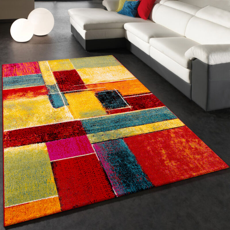 foto del prodotto tappeto moderno splash di design tappeto colorato a quadri modello nuovo 240x330 cm paco home