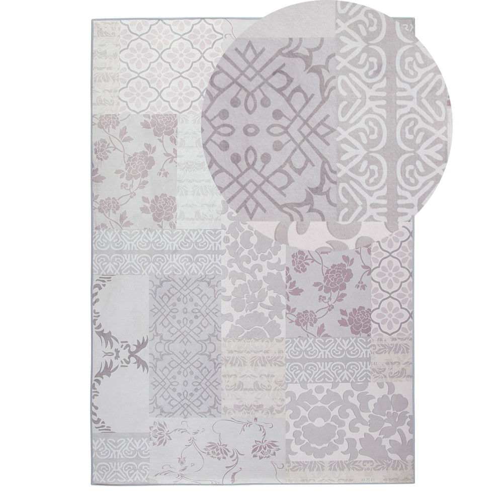 foto del prodotto tappeto multicolore grigio poliestere 140 x 200 cm a pelo corto motivo floreale
