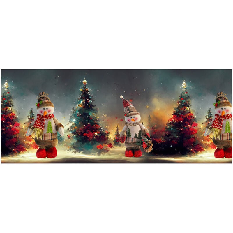 foto del prodotto tappeto natale passatoia cucina antiscivolo sottolavello digitale pupazzo albero 481, misura50x50colorepupazzo albero