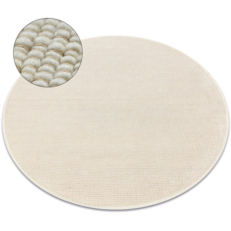 foto del prodotto tappeto nepal 2100 cerchio naturale, crema - lana, double face beige rotondo 120 cm