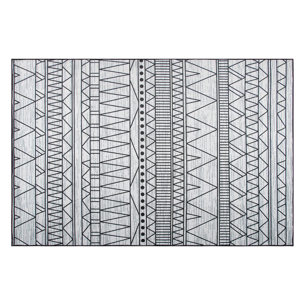 foto del prodotto tappeto nero e grigio poliestere 140 x 200 cm a pelo corto motivo geometrico