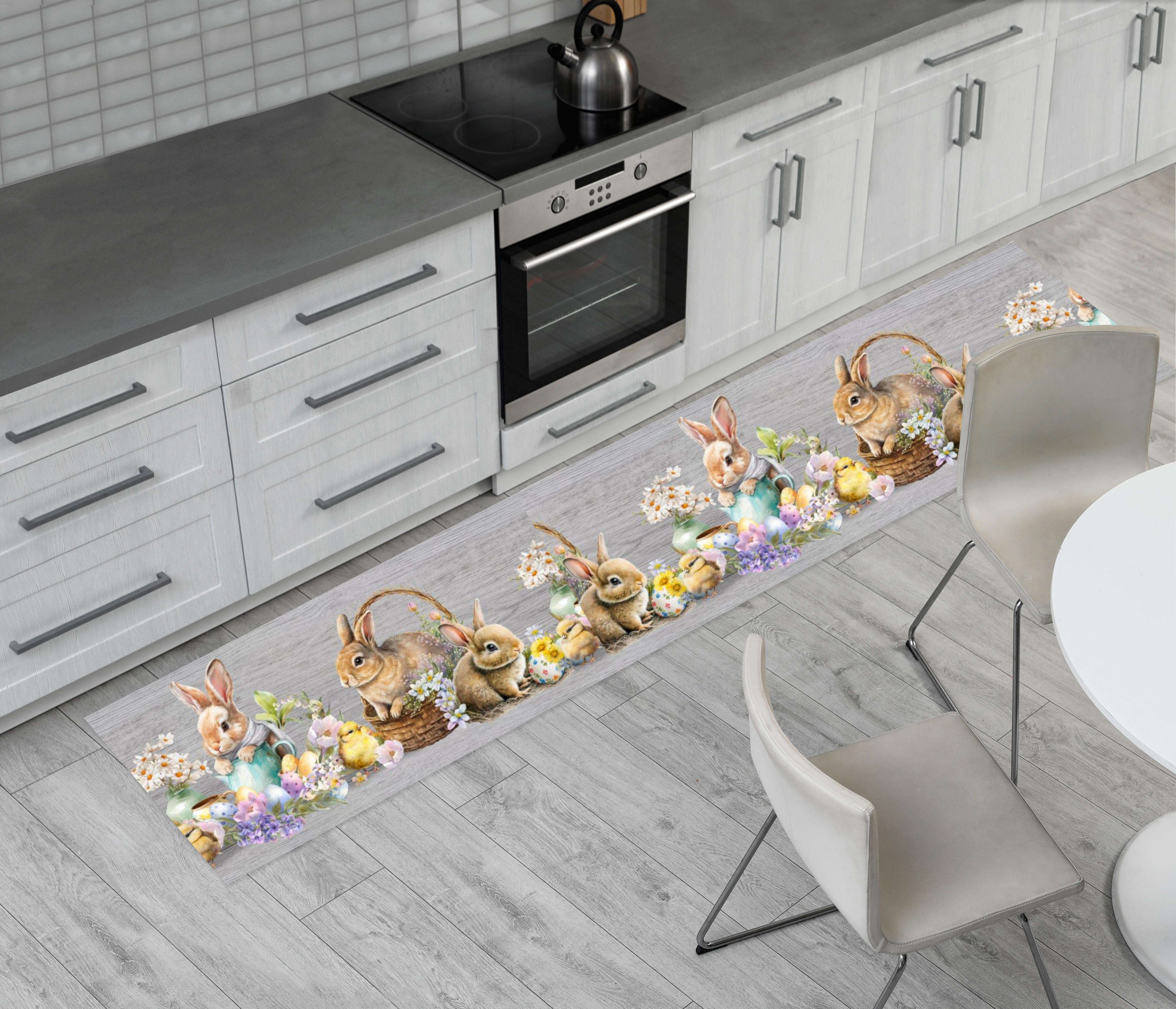 foto del prodotto tappeto pasqua passatoia cucina antiscivolo sottolavello disegno basket easter 50x280 basket easter