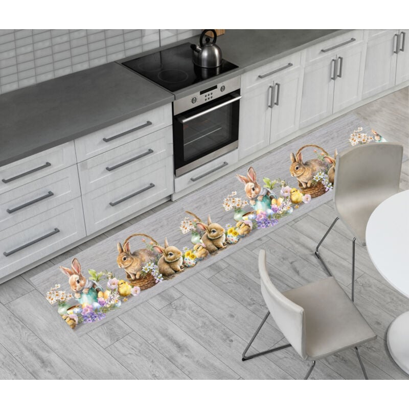 foto del prodotto tappeto pasqua passatoia cucina antiscivolo sottolavello disegno basket easter, misura50x50colorebasket easter