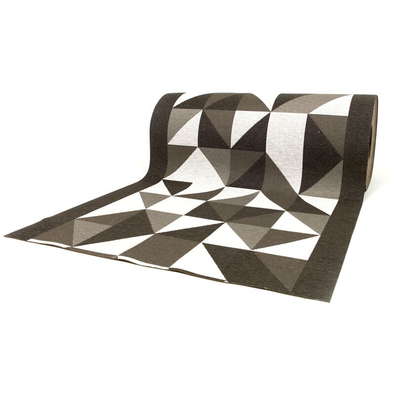 foto del prodotto tappeto passatoia cucina antiscivolo in tessuto jacquard disegno origami fango, misura57x320colorefango