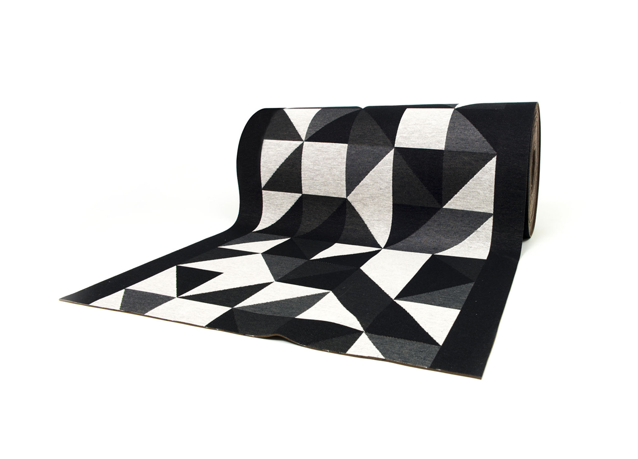 foto del prodotto tappeto passatoia cucina antiscivolo in tessuto jacquard disegno origami nero 57x280 nero