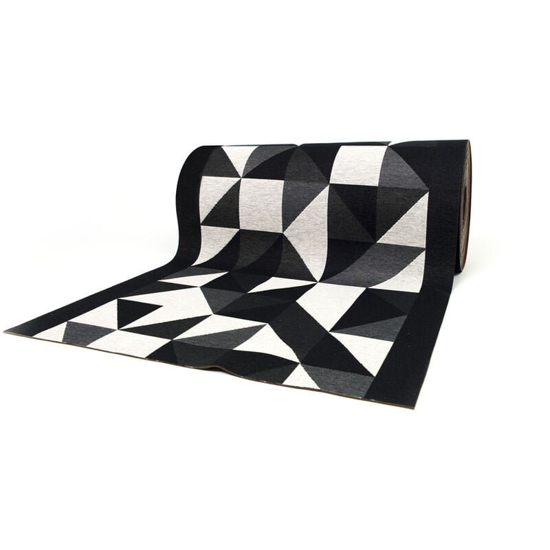 foto del prodotto tappeto passatoia cucina antiscivolo in tessuto jacquard disegno origami nero, misura57x50colorenero