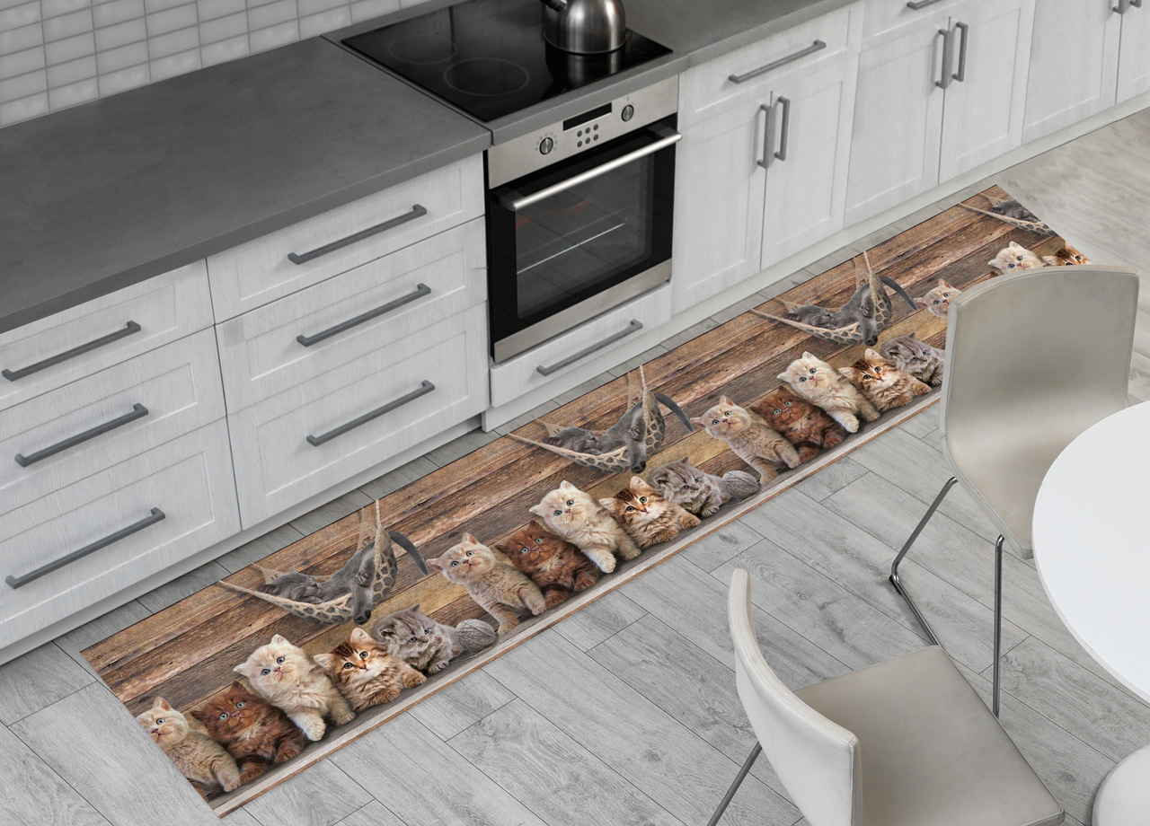 foto del prodotto tappeto passatoia cucina antiscivolo sottolavello digitale fantasie varie 50x320 gatto amaca