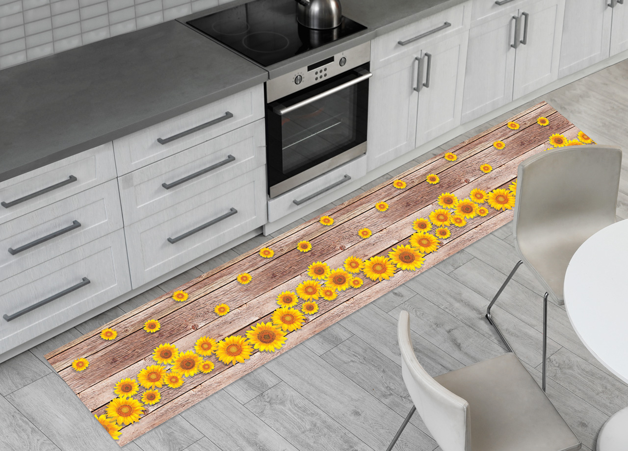 foto del prodotto tappeto passatoia cucina antiscivolo sottolavello digitale fantasie varie 50x320 onda girasoli