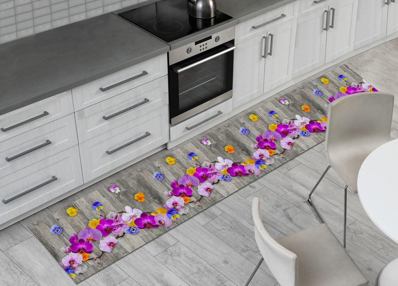 foto del prodotto tappeto passatoia cucina antiscivolo sottolavello digitale fantasie varie 50x320 onda orchidea