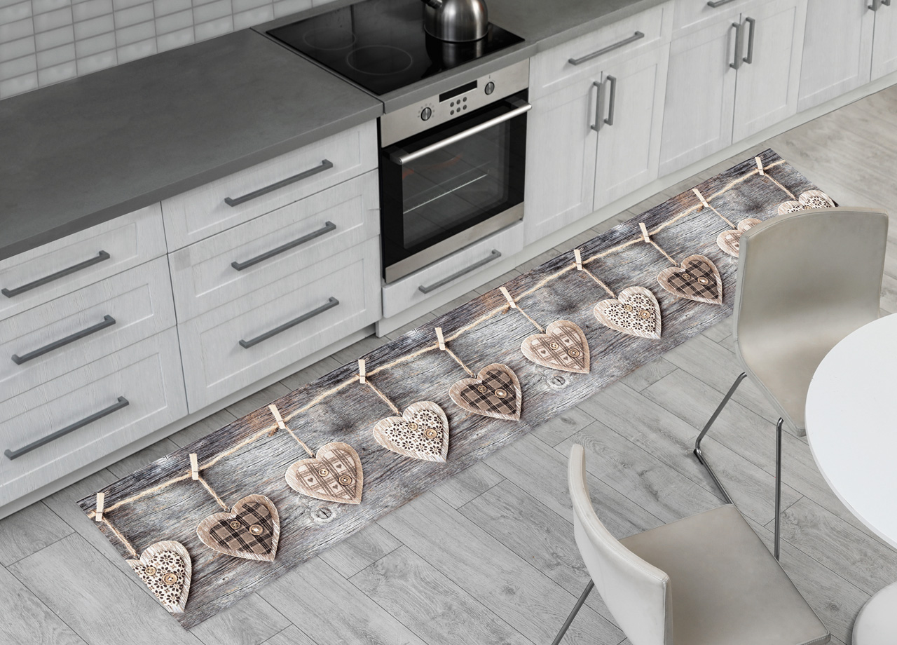 foto del prodotto tappeto passatoia cucina antiscivolo sottolavello digitale fantasie varie 50x600 cuori grigio