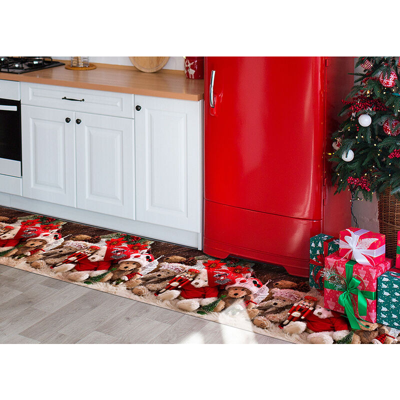 foto del prodotto tappeto passatoia cucina antiscivolo sottolavello digitale natale orsetti belli, misura52x50coloreorsetti belli