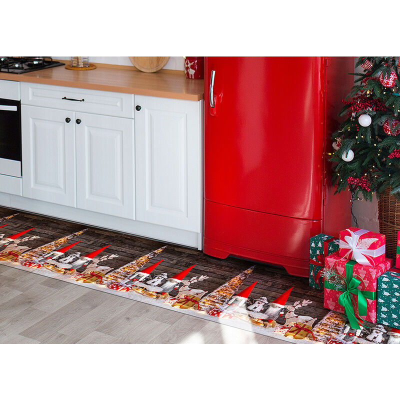 foto del prodotto tappeto passatoia cucina antiscivolo sottolavello digitale natale snowman, misura52x50coloresnowman