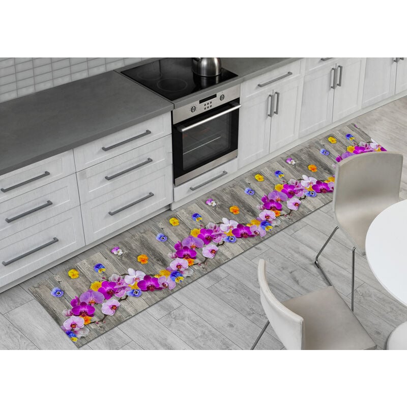 foto del prodotto tappeto passatoia cucina antiscivolo stampa digitale dis. onda orchidea, misura50x230coloreorchidea