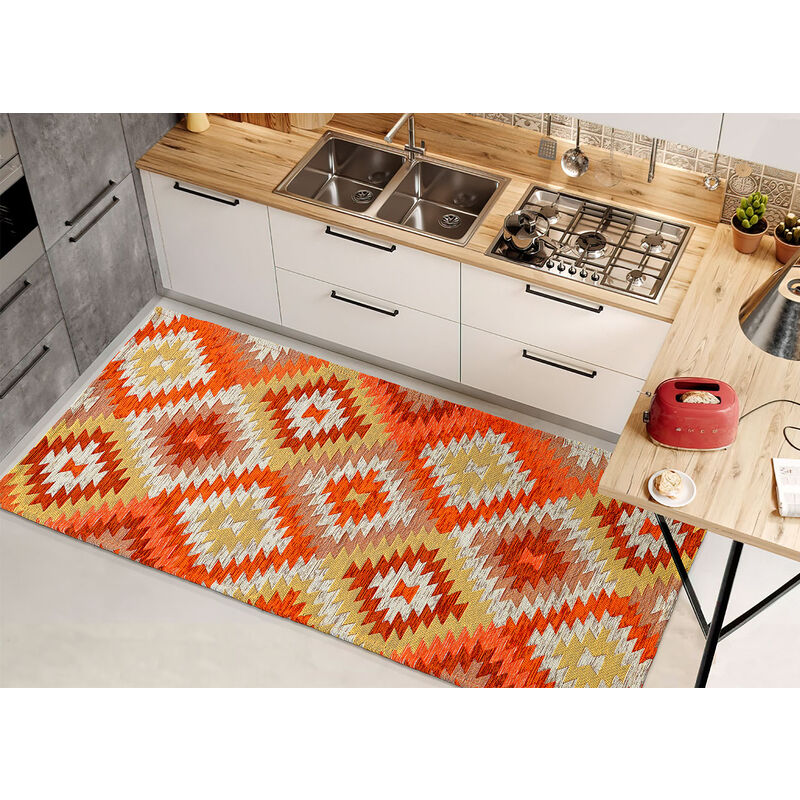 foto del prodotto tappeto passatoia cucina corsia retro antiscivolo disegno avana colore arancio by suardi, misura55x140colorearancio
