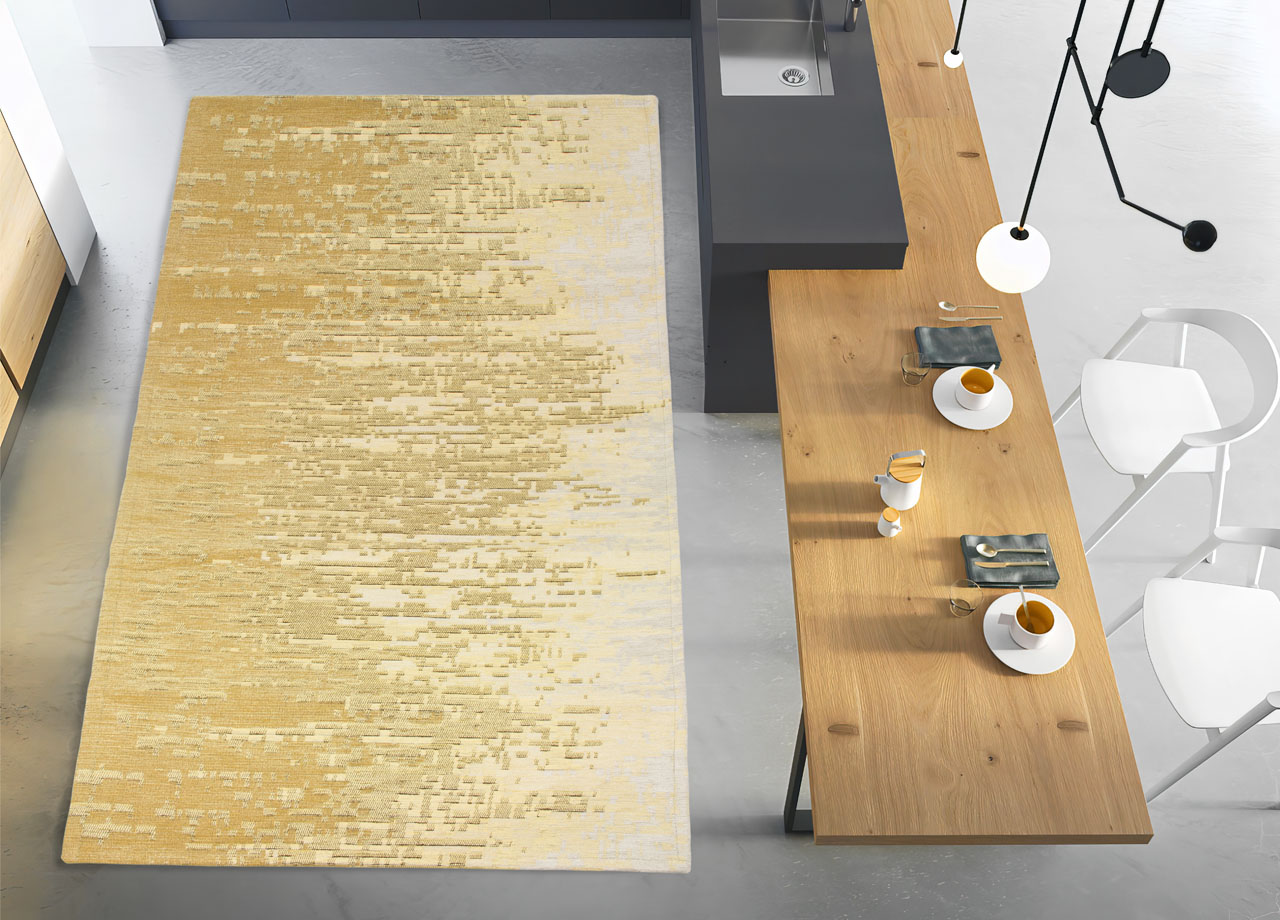 foto del prodotto tappeto passatoia cucina corsia retro antiscivolo disegno tamigi colore oro by suardi 55x240 oro