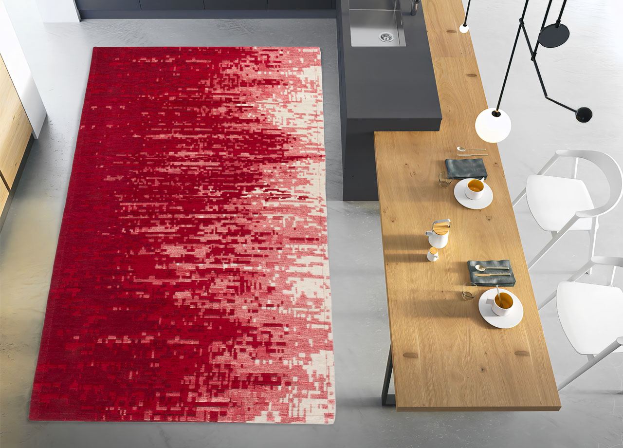 foto del prodotto tappeto passatoia cucina corsia retro antiscivolo disegno tamigi colore rosso by suardi 55x140 rosso
