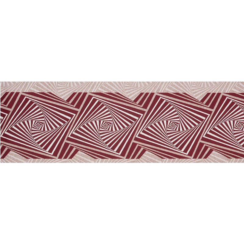 foto del prodotto tappeto passatoia in tessuto jacquard linea emozioni disegno optical rosso, misura57x140colorerosso