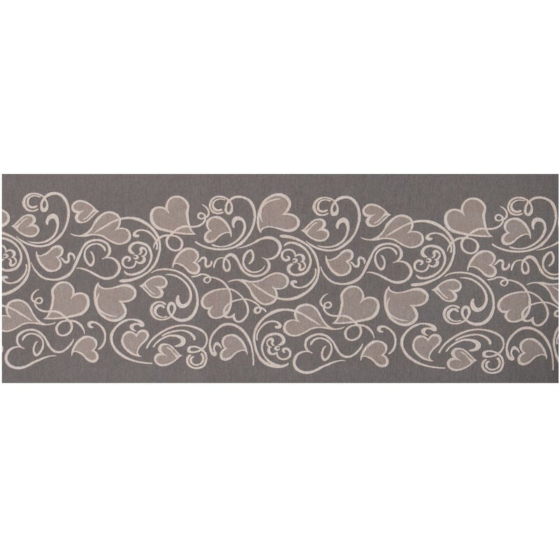 foto del prodotto tappeto passatoia tessuto jacquard linea emozioni disegno amour grigio, misura57x140coloregrigio