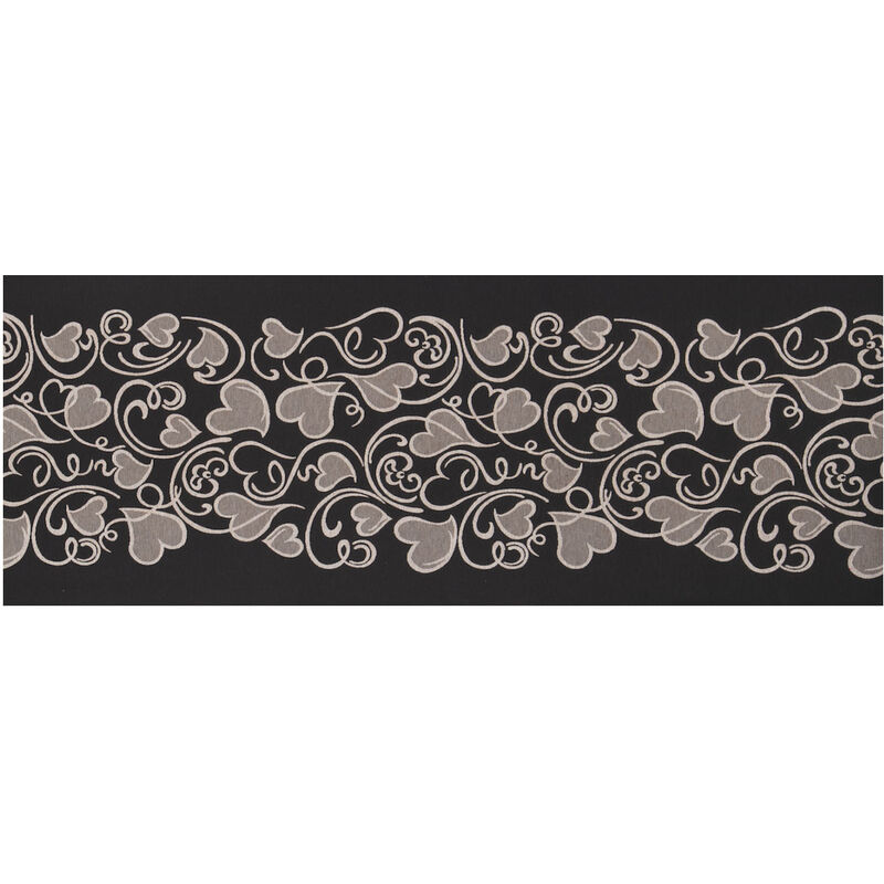 foto del prodotto tappeto passatoia tessuto jacquard linea emozioni disegno amour nero, misura57x50colorenero