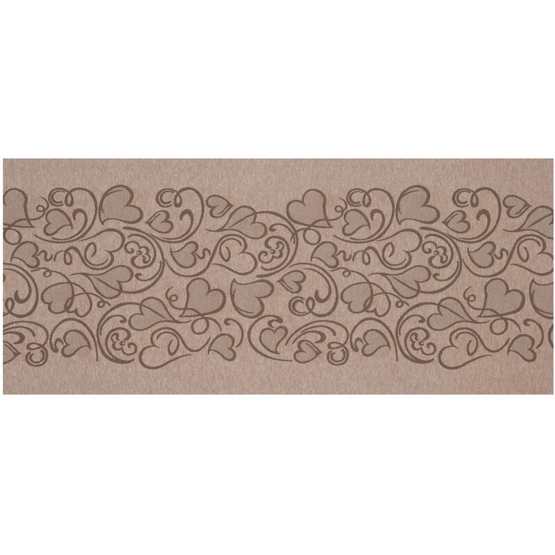 foto del prodotto tappeto passatoia tessuto jacquard linea emozioni disegno amour tortora, misura57x140coloretortora