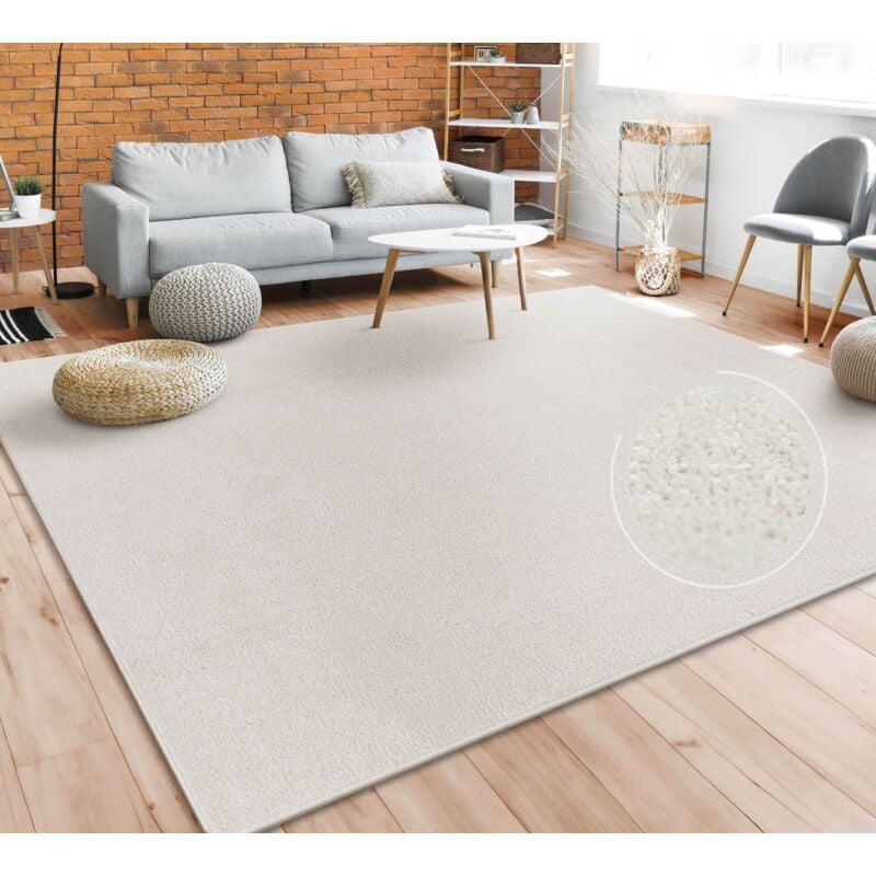 foto del prodotto tappeto pelo corto lavabile, monocolore semplice e moderno, div. misure e colori 80x150 cm, crema paco home