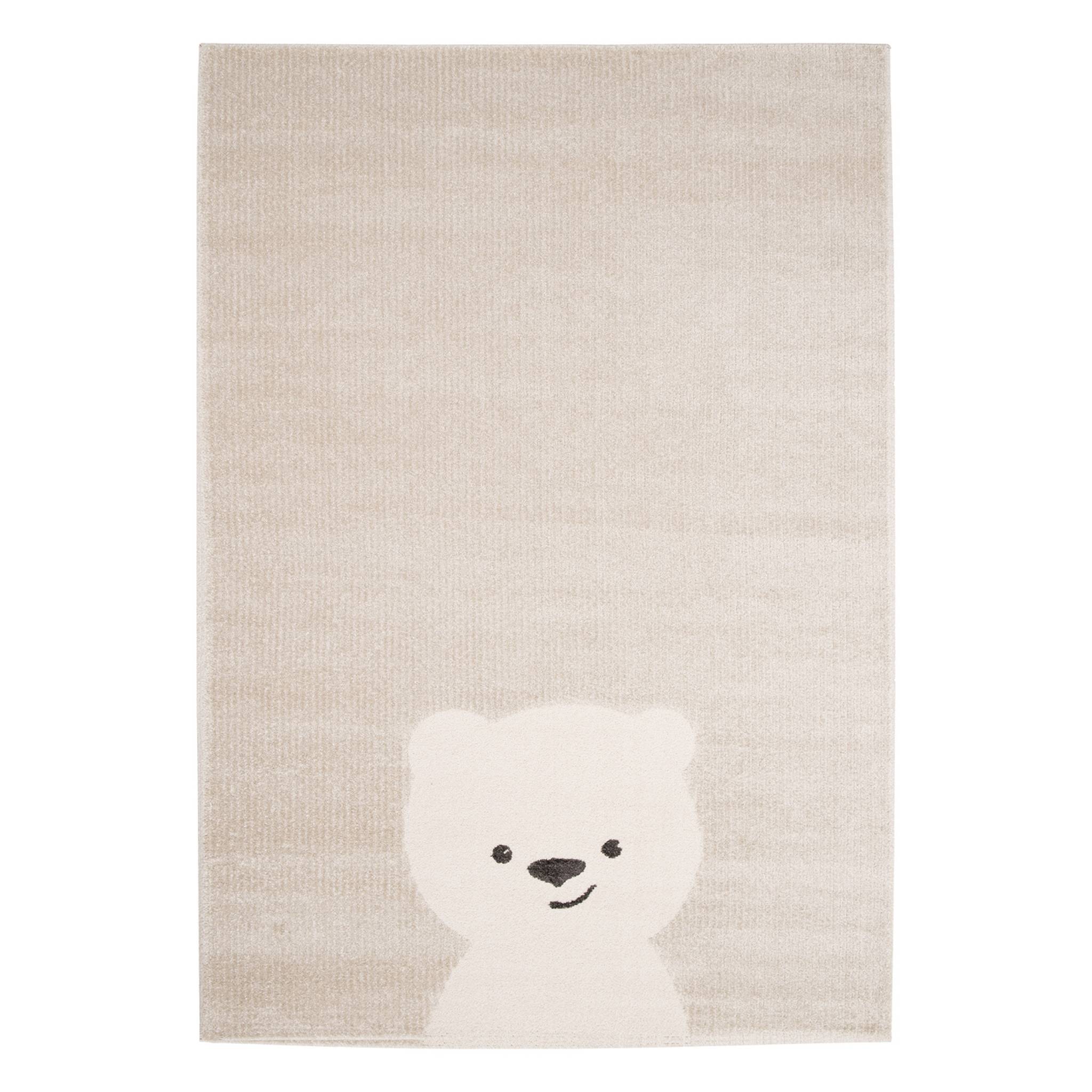 foto del prodotto tappeto per bambini beige crema, piccolo tappeto con orsetto