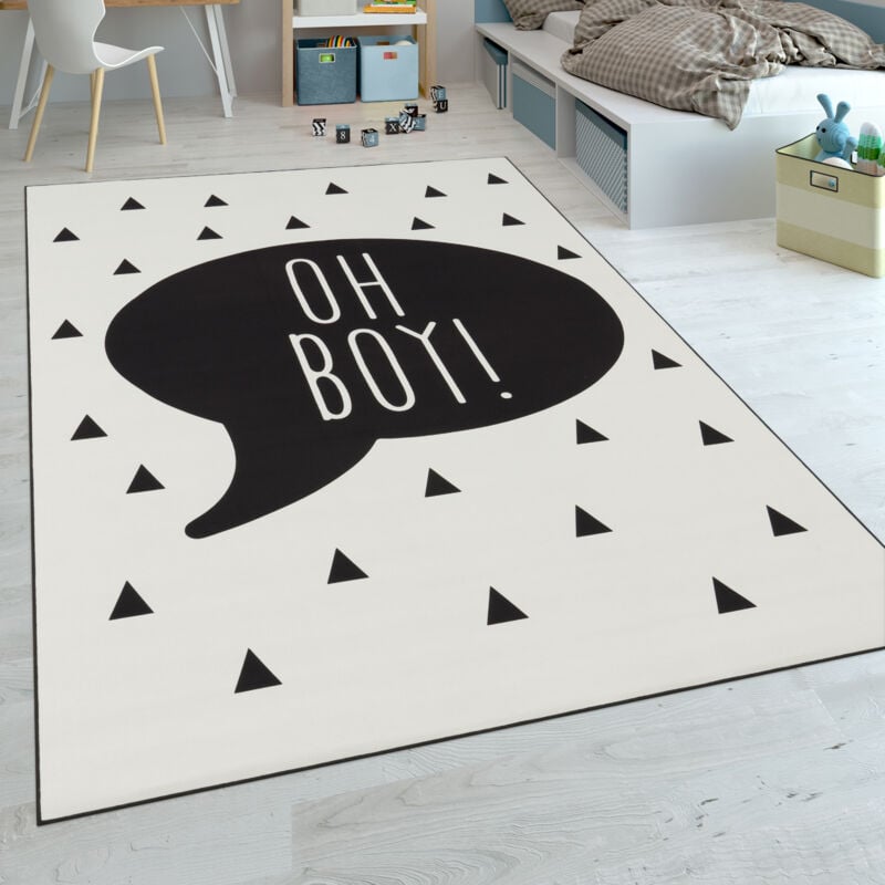 foto del prodotto tappeto per bambini stanza dei bambini maschietti tappeto per bebe detto trendy nero bianco 80x150 cm paco home