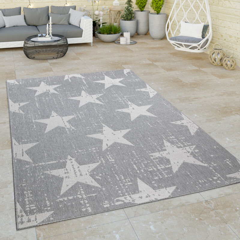 foto del prodotto tappeto per esterni balcone tappeto cucina vintage motivo stelle grigio crema 240x340 cm paco home