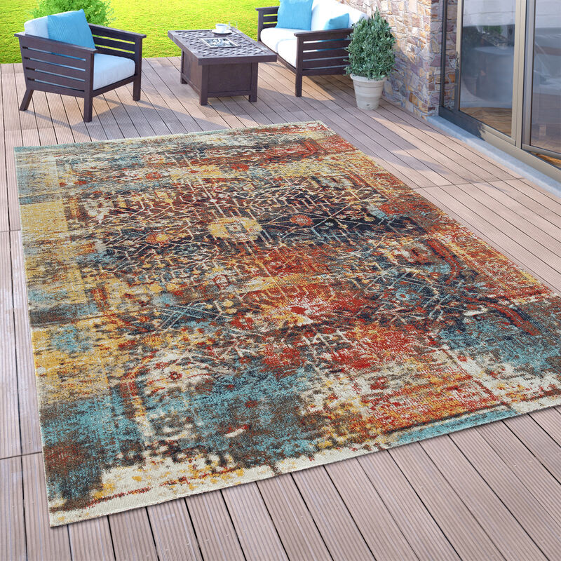 foto del prodotto tappeto per esterni, per il balcone, a pelo corto, dall aspetto orientale, in diversi colori e grandezze 80x150 cm, multicolore 3 paco home
