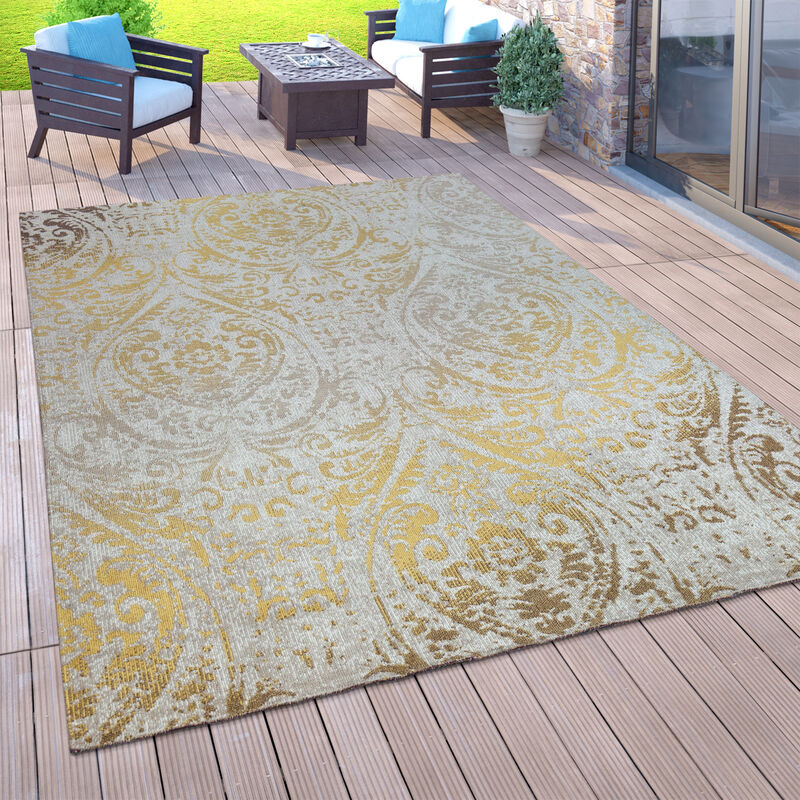 foto del prodotto tappeto per esterni, per il balcone, a pelo corto, dall aspetto orientale, in diversi colori e grandezze giallo, 200x280 cm paco home