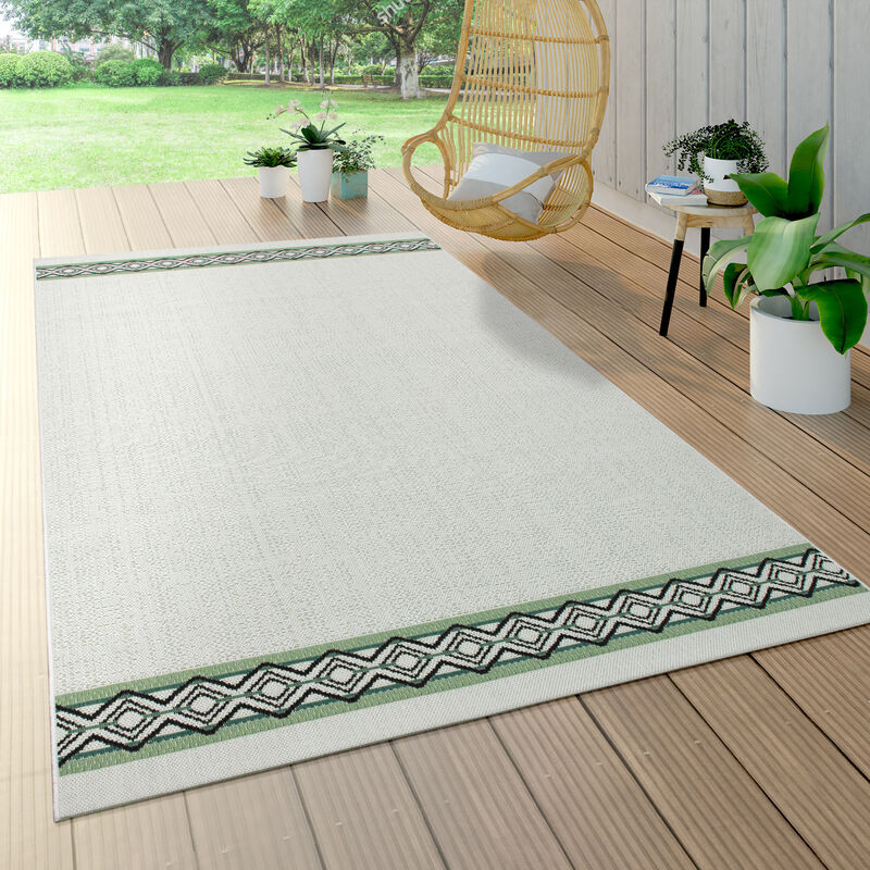 foto del prodotto tappeto per esterni, per la terrazza e il balcone, con motivo geometrico moderno, beige e verde 200x290 cm paco home