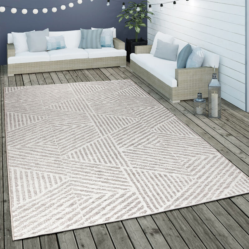 foto del prodotto tappeto per esterni resistente balcone cucina moderno scandinavo righe grigio 120x170 cm paco home
