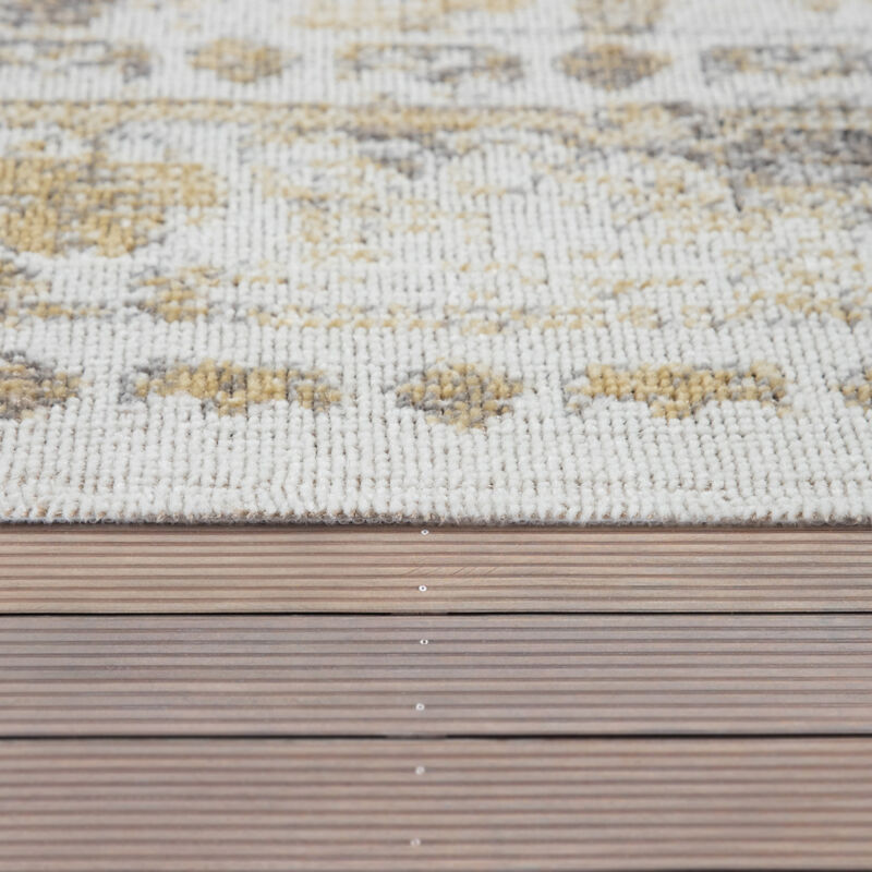 foto del prodotto tappeto per esterni terrazza balcone vintage tappeto da cucina motivo orientale giallo grigio 160 cm tondo paco home