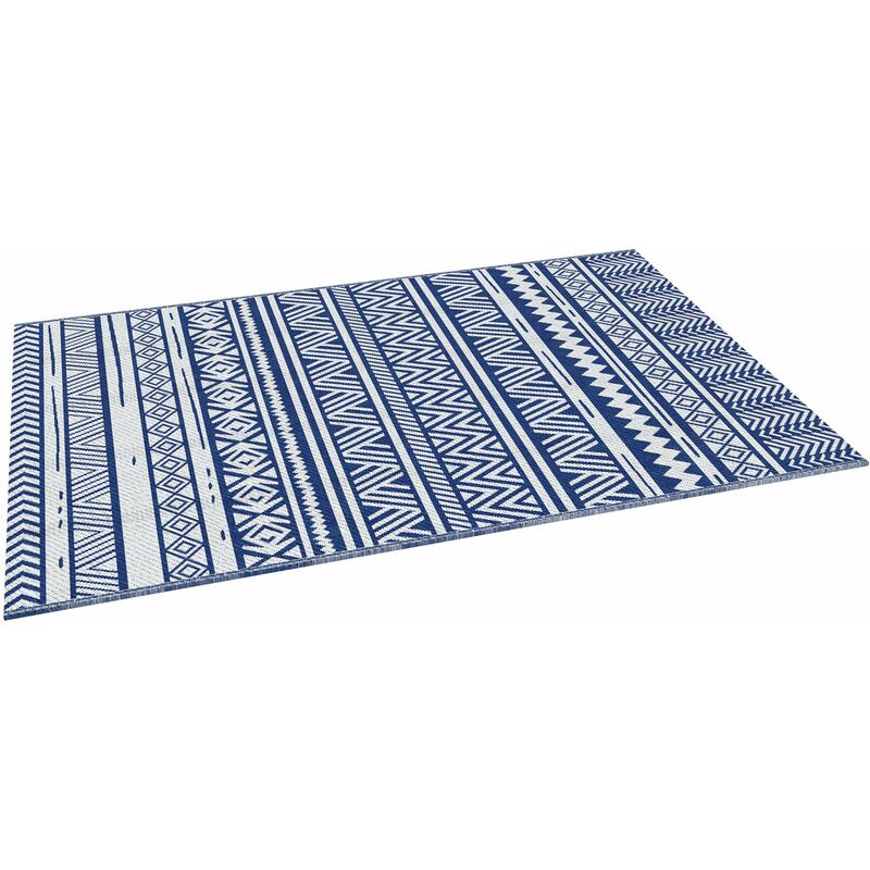 foto del prodotto tappeto per esterno 182x274 cm pieghevole e reversibile in polipropilene blu e bianco