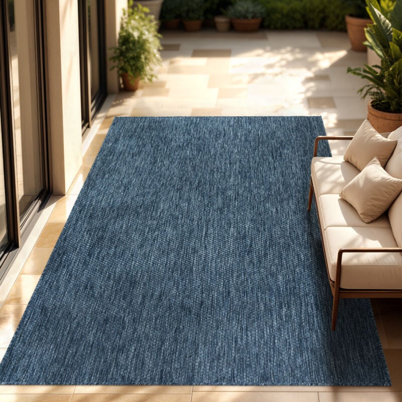 foto del prodotto tappeto per esterno balcone terrazza tappeto cucina monocolore m lange 140x200 cm, blu paco home