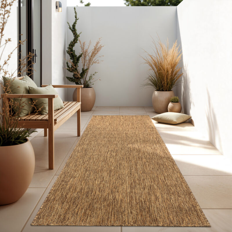 foto del prodotto tappeto per esterno balcone terrazza tappeto cucina monocolore m lange 60x100 cm, caff paco home