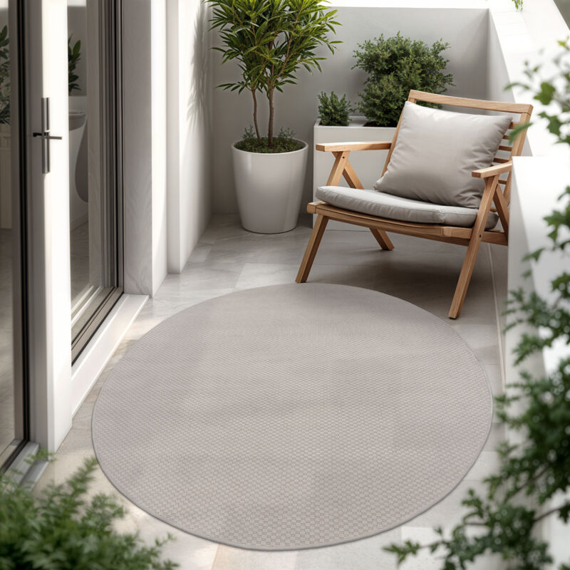 foto del prodotto tappeto per esterno balcone terrazza tappeto cucina monocolore m lange 80 cm tondo, ivoire paco home