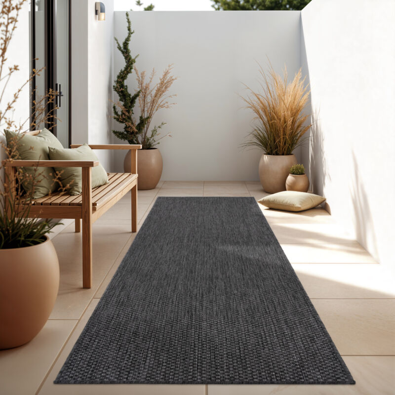 foto del prodotto tappeto per esterno balcone terrazza tappeto cucina monocolore m lange 80x250 cm, antracite paco home