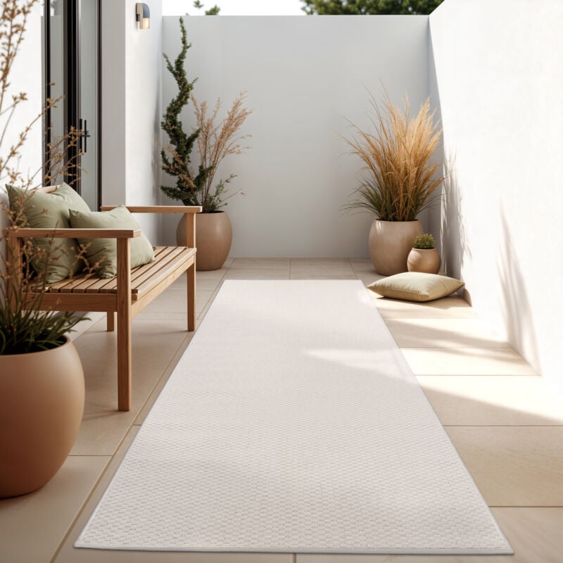 foto del prodotto tappeto per esterno balcone terrazza tappeto cucina monocolore m lange 80x250 cm, ivoire paco home
