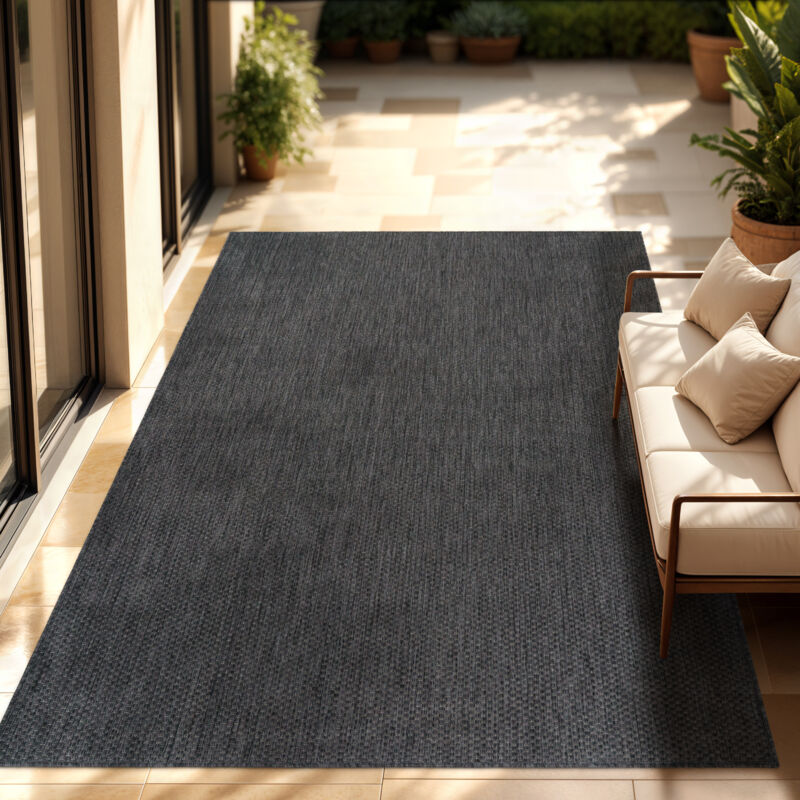 foto del prodotto tappeto per esterno balcone terrazza tappeto cucina monocolore m lange antracite, 200 cm quadrato paco home