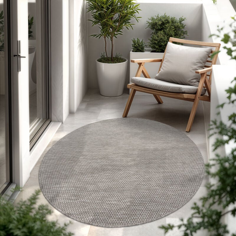 foto del prodotto tappeto per esterno balcone terrazza tappeto cucina monocolore m lange grigio, 120 cm tondo paco home
