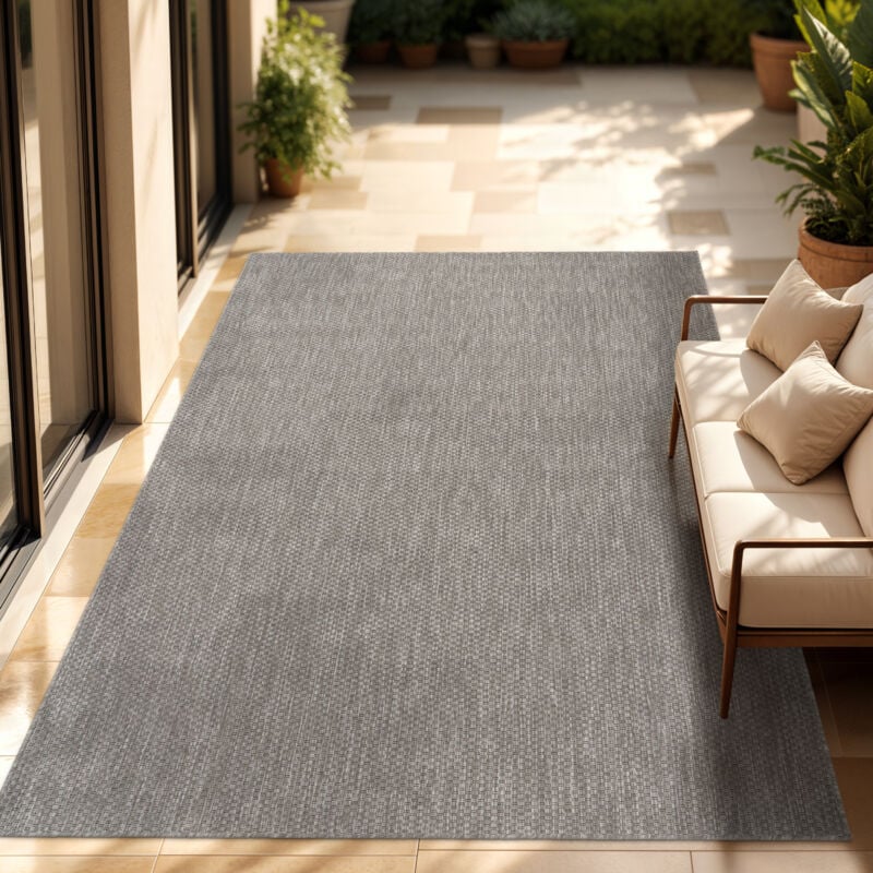 foto del prodotto tappeto per esterno balcone terrazza tappeto cucina monocolore m lange grigio, 120x160 cm paco home