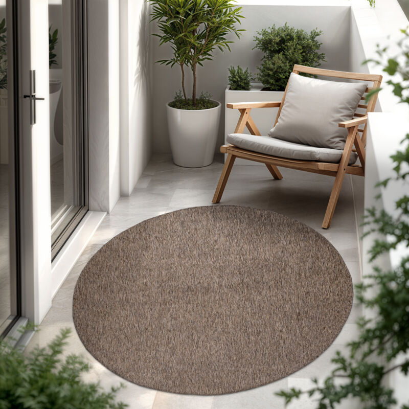 foto del prodotto tappeto per esterno balcone terrazza tappeto cucina monocolore m lange taupe, 80 cm tondo paco home
