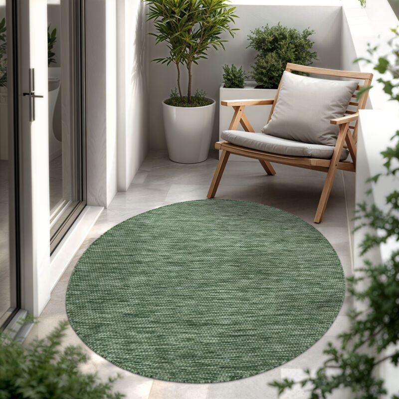 foto del prodotto tappeto per esterno balcone terrazza tappeto cucina monocolore m lange verde, 160 cm tondo paco home